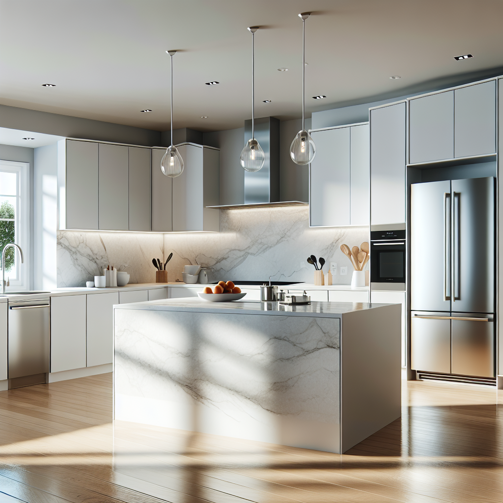 Realistic stock image of modern kitchen renovation
