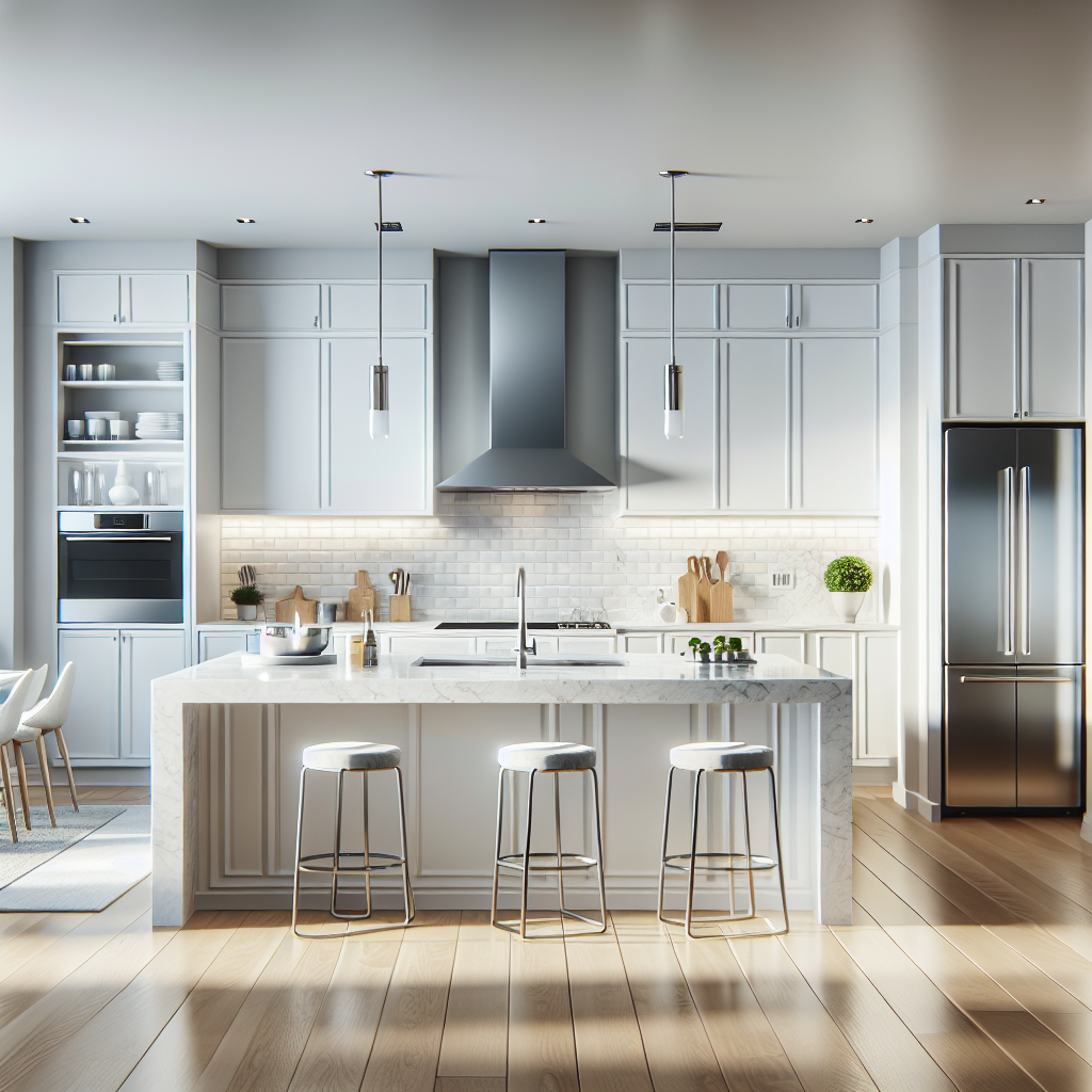 Realistic stock image of modern kitchen renovation