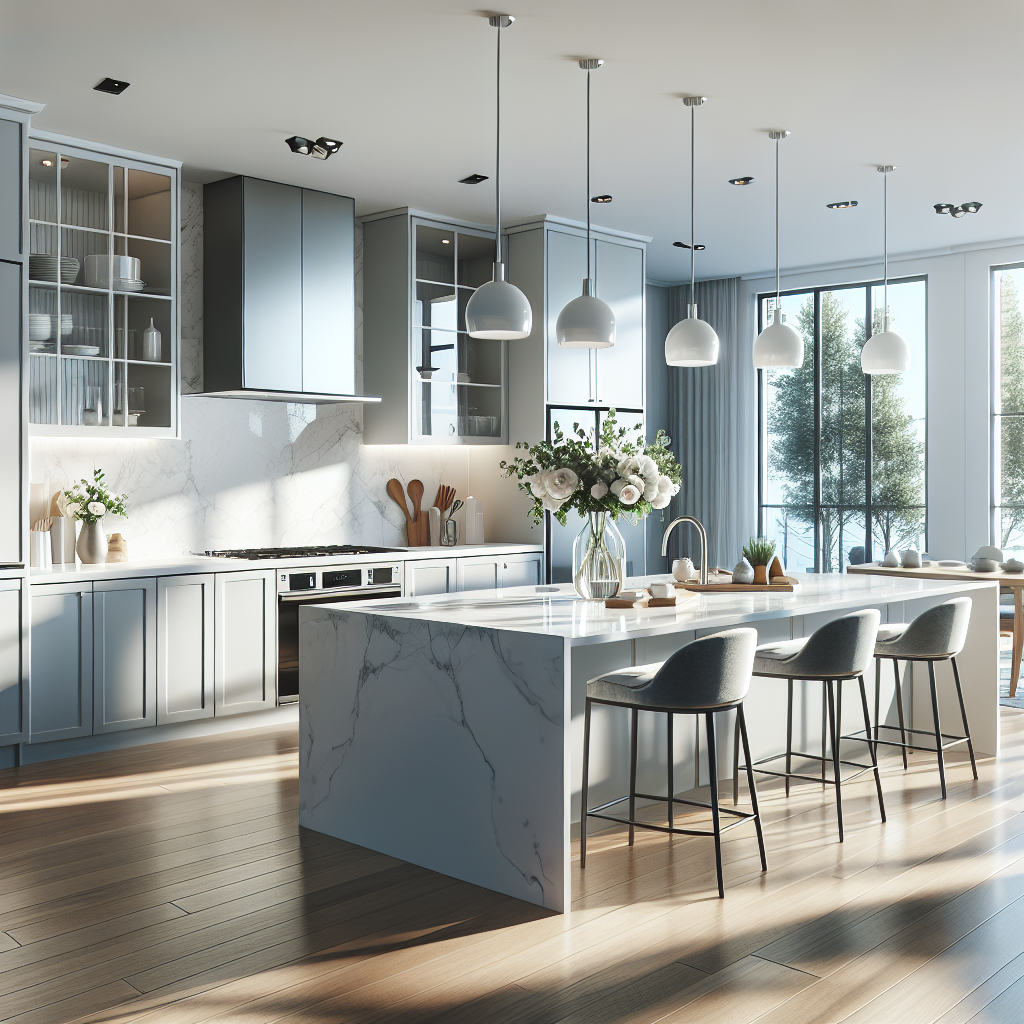Realistic stock image of modern kitchen renovation.