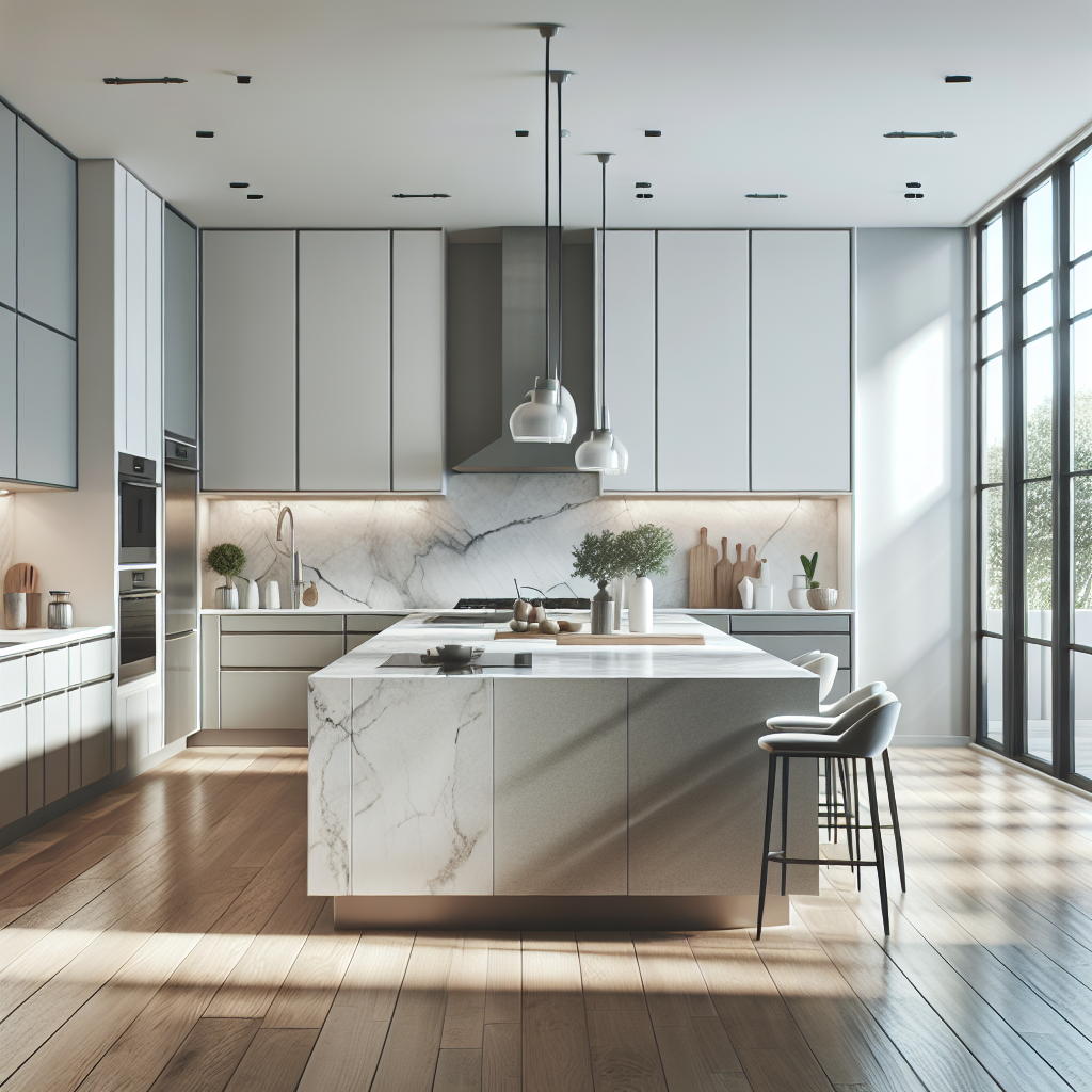 Realistic stock image of modern kitchen renovation